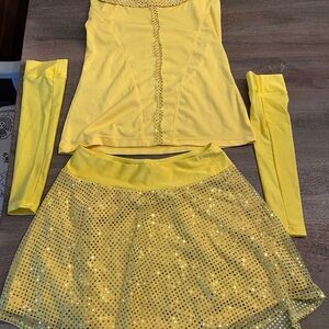 Yellow Sequin Skirt Set